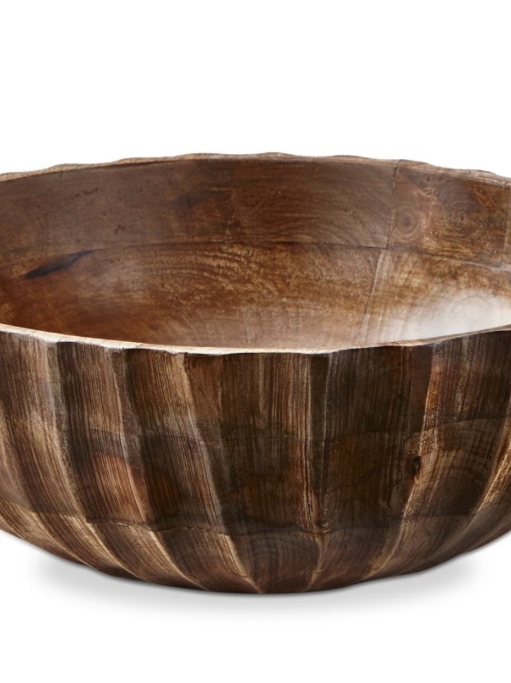 Large Fluted Wood Bowl